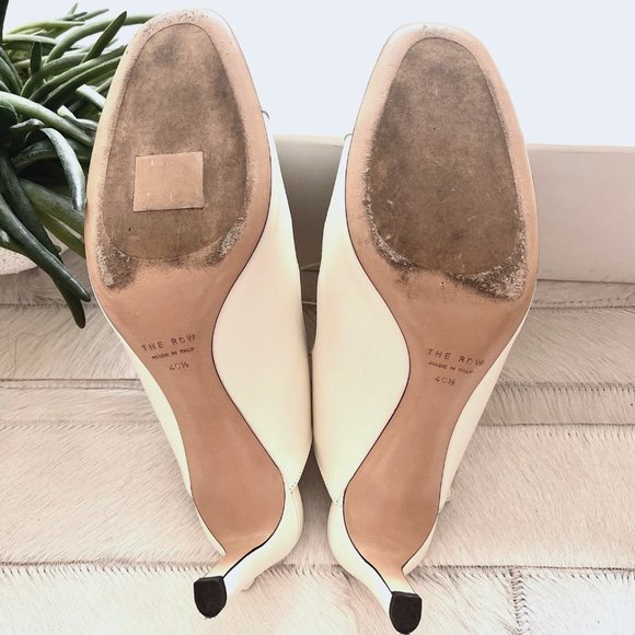 The Row Dixie Leather Lace-Up Mules in Pearl - Picture 11 of 12